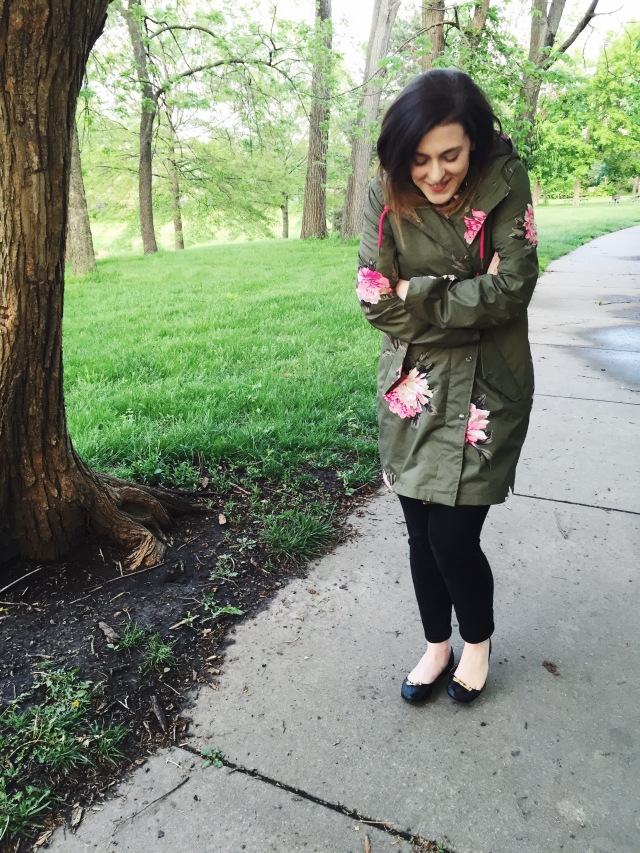 Joules Rain Coat and Madewell Jeans and Steve Madden flats